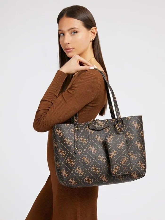 Women Eco Brenton Maxi 4g Logo Shopper Brown Multi Guess Shoppers
