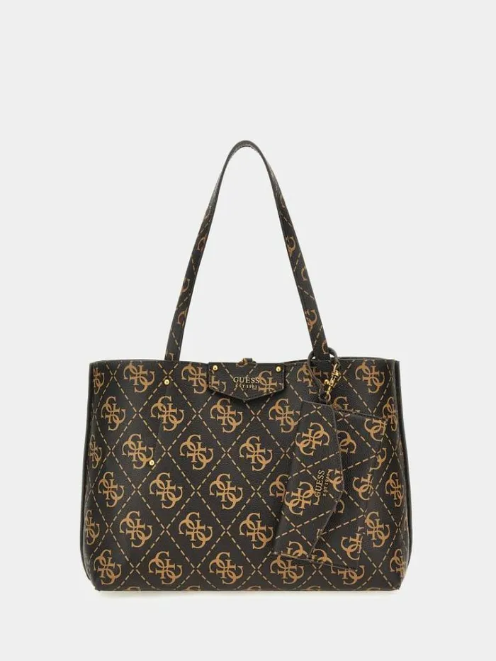 Women Eco Brenton Maxi 4g Logo Shopper Brown Multi Guess Shoppers