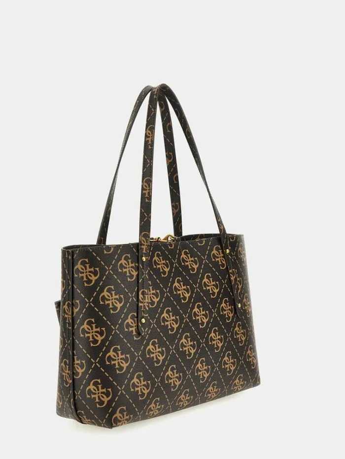 Women Eco Brenton Maxi 4g Logo Shopper Brown Multi Guess Shoppers