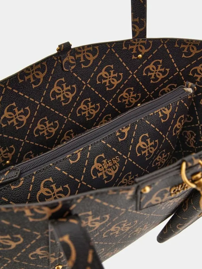 Women Eco Brenton Maxi 4g Logo Shopper Brown Multi Guess Shoppers