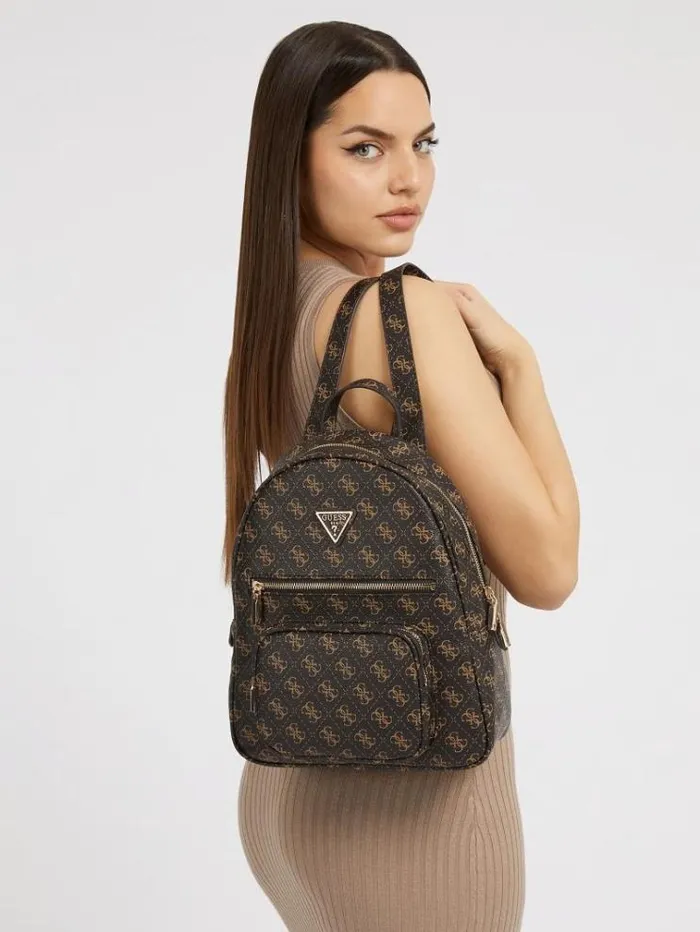 Women Eco Elements 4g Logo Backpack Brown Multi Guess Backpacks And Bum Bags