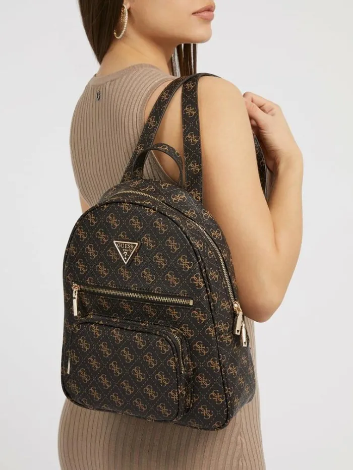 Women Eco Elements 4g Logo Backpack Brown Multi Guess Backpacks And Bum Bags