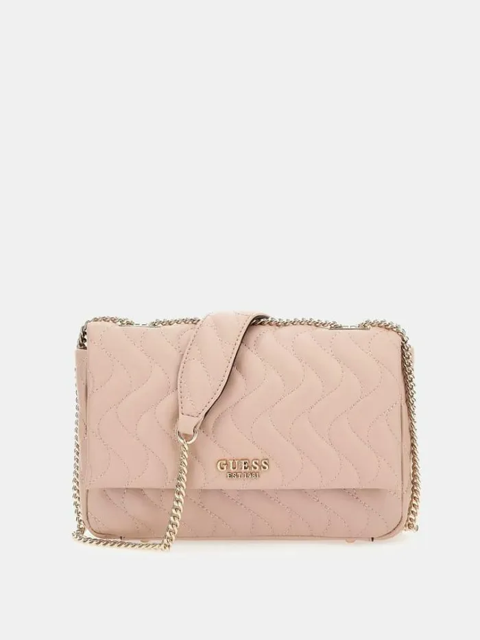 Women Eco Mai Quilted Crossbody Pink Guess Crossbody Bags