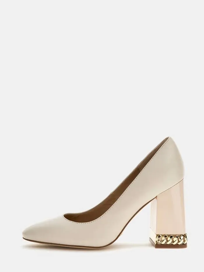 Women Elisa Real Leather Court Shoes Multi Beige Guess Heels