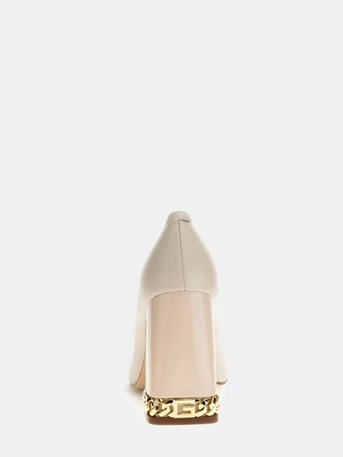 Women Elisa Real Leather Court Shoes Multi Beige Guess Heels