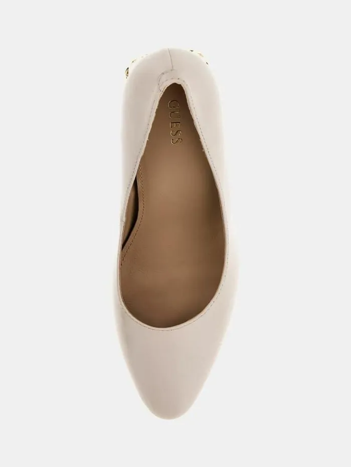 Women Elisa Real Leather Court Shoes Multi Beige Guess Heels