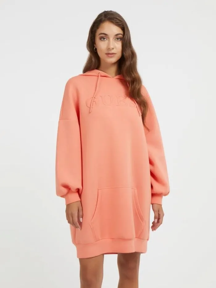 Women Embossed Logo Sweatshirt Dress Pink Guess Dresses And Jumpsuits
