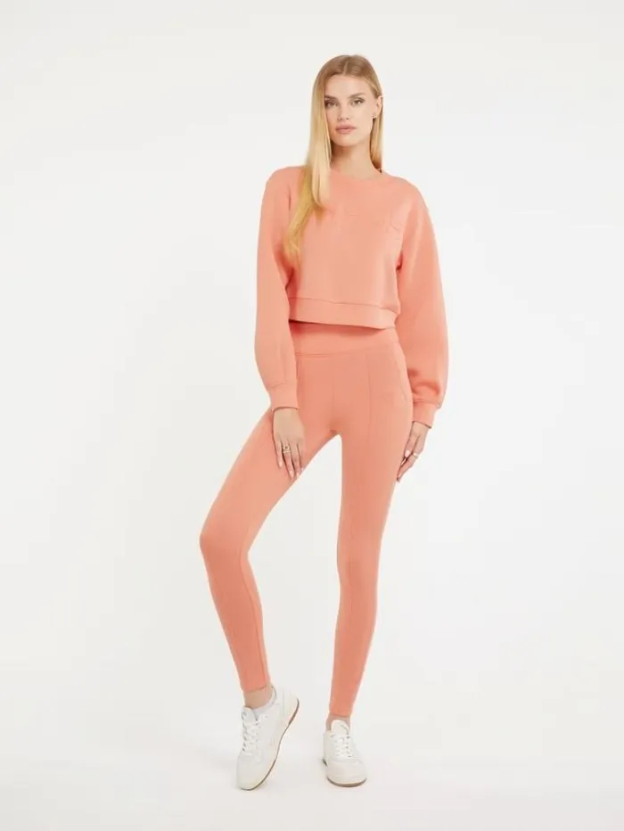 Women Embossed Logo Sweatshirt Pink Guess Knitwear And Sweatshirts