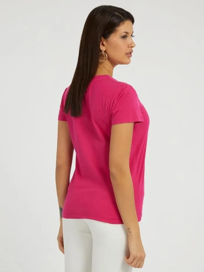 Women Embroidered Logo Tshirt Fuchsia Guess Tshirts