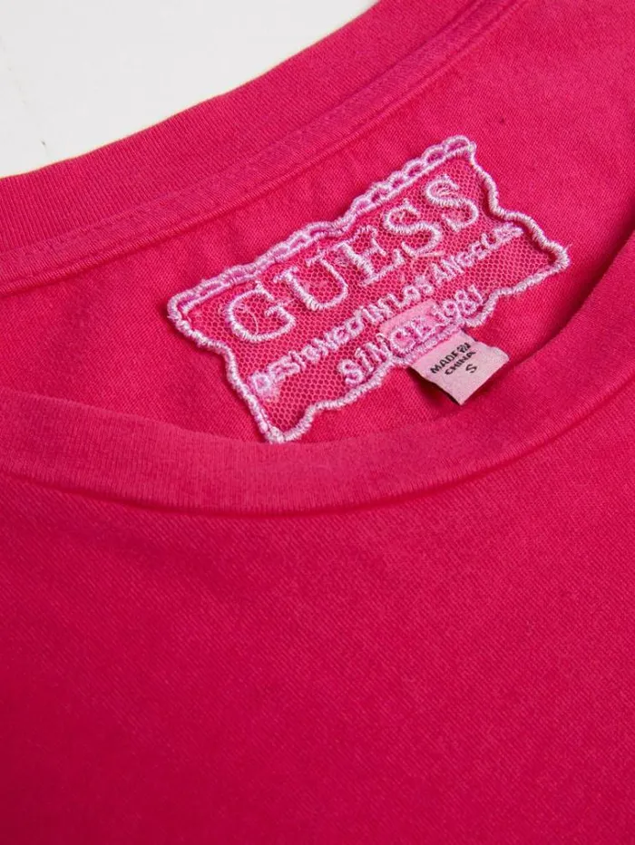 Women Embroidered Logo Tshirt Fuchsia Guess Tshirts