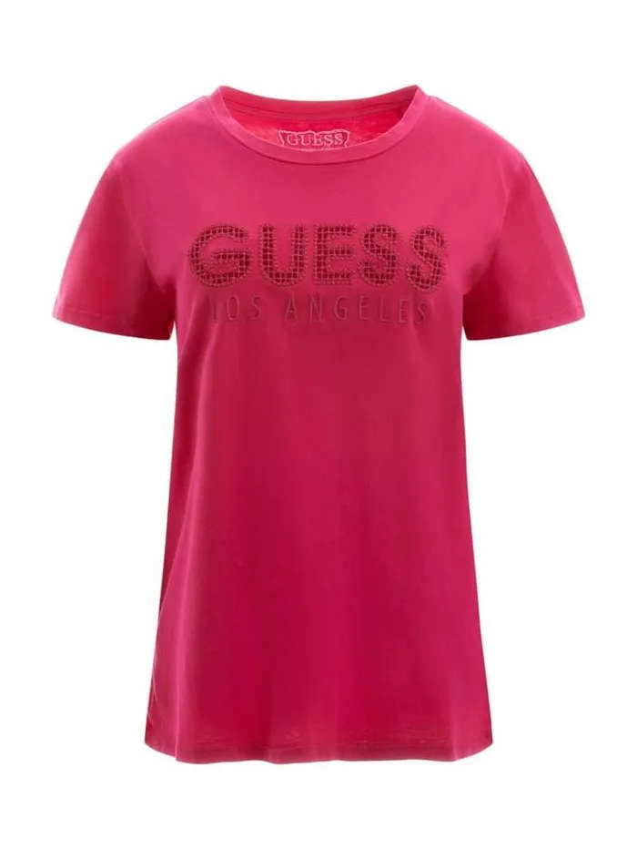 Women Embroidered Logo Tshirt Fuchsia Guess Tshirts