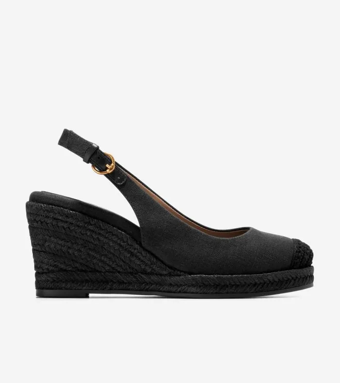 Women Espadrilles Cole Haan Cloudfeel Espadrille Sling Back Wedges Black