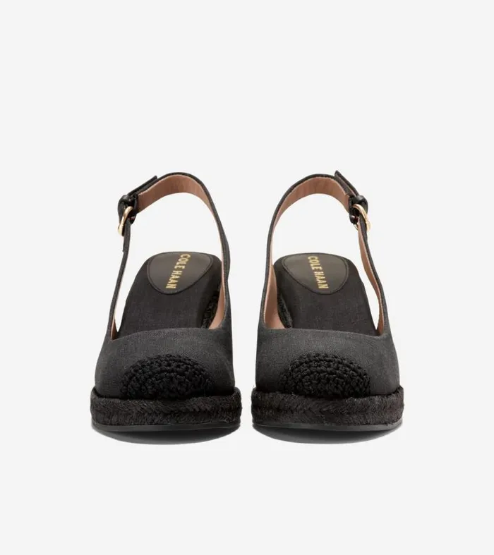 Women Espadrilles Cole Haan Cloudfeel Espadrille Sling Back Wedges Black