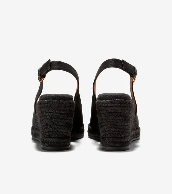 Women Espadrilles Cole Haan Cloudfeel Espadrille Sling Back Wedges Black