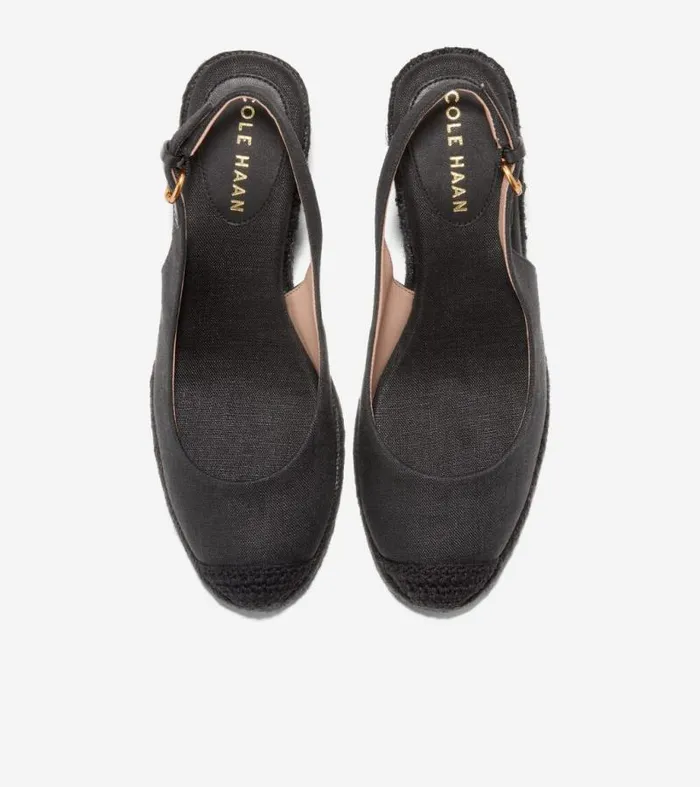 Women Espadrilles Cole Haan Cloudfeel Espadrille Sling Back Wedges Black