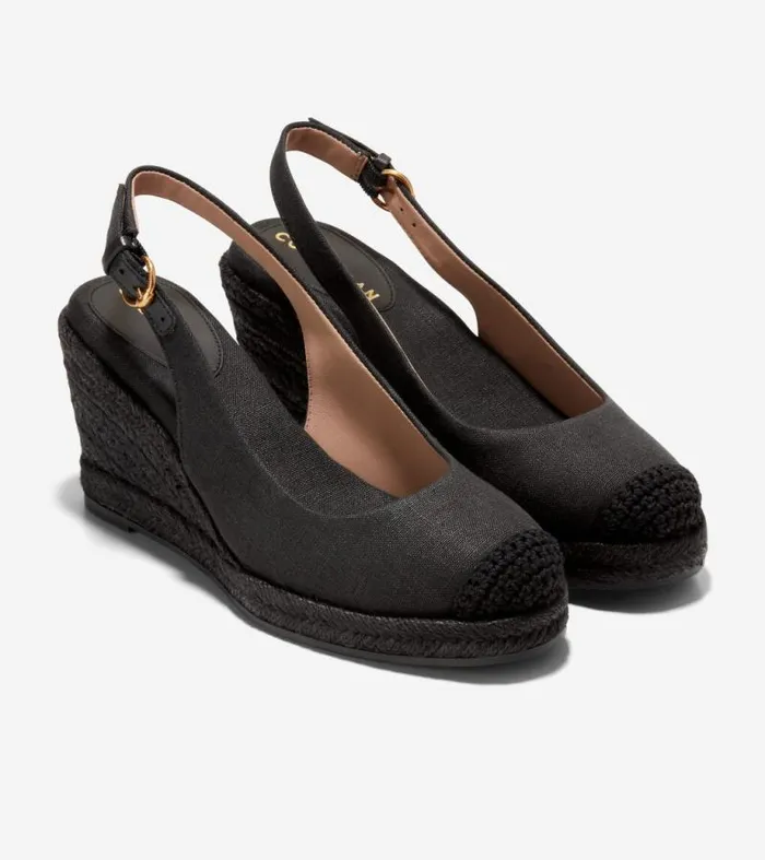 Women Espadrilles Cole Haan Cloudfeel Espadrille Sling Back Wedges Black