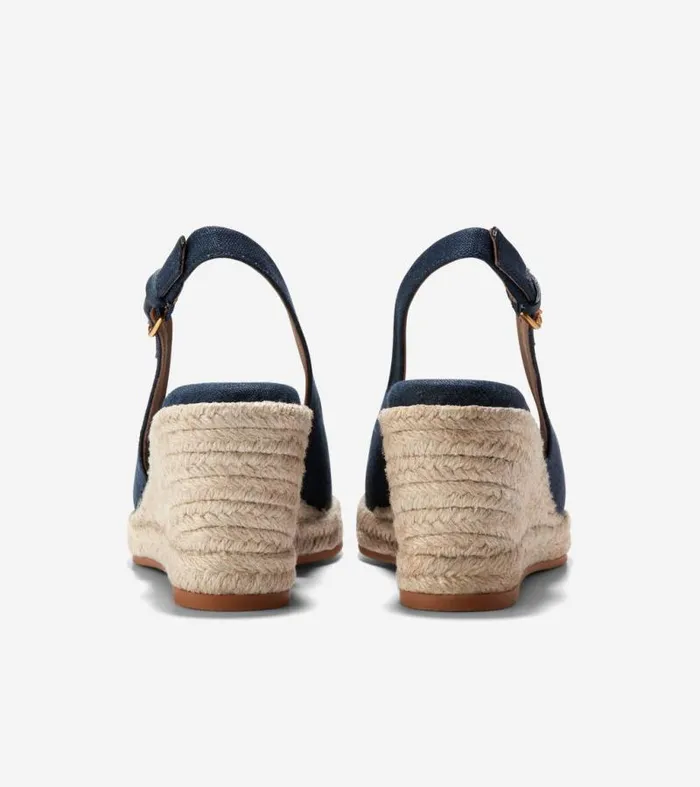 Women Espadrilles Cole Haan Cloudfeel Espadrille Sling Back Wedges Navy Blazer