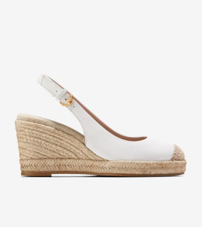 Women Espadrilles Cole Haan Cloudfeel Espadrille Sling Back Wedges White