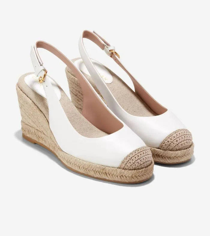 Women Espadrilles Cole Haan Cloudfeel Espadrille Sling Back Wedges White