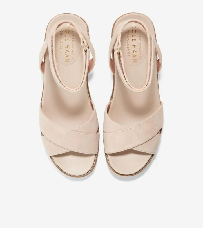 Women Espadrilles Cole Haan Cloudfeel Espadrille Wedge Sandal Sesame Suede