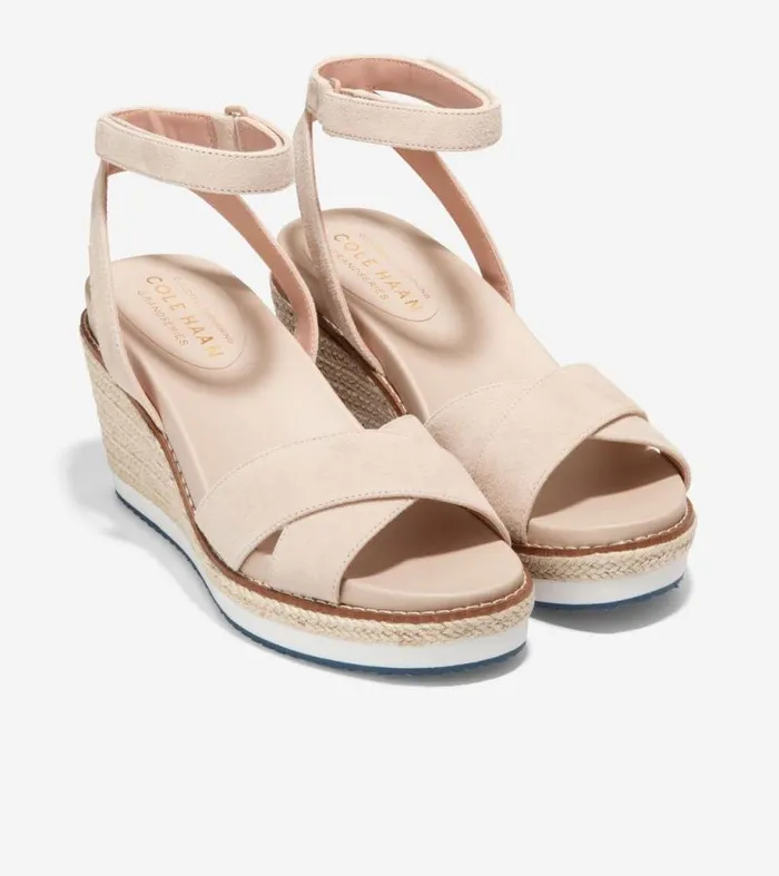Women Espadrilles Cole Haan Cloudfeel Espadrille Wedge Sandal Sesame Suede
