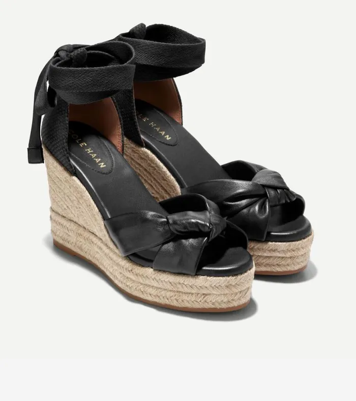 Women Espadrilles Cole Haan Cloudfeel Hampton Wedge Sandals Black