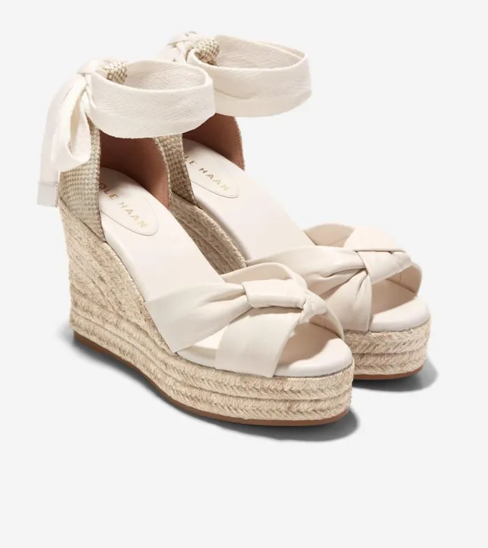 Women Espadrilles Cole Haan Cloudfeel Hampton Wedge Sandals Ivorynatural Canvas