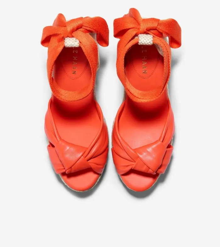 Women Espadrilles Cole Haan Cloudfeel Hampton Wedge Sandals Nasturtium Orangenatural Canvas