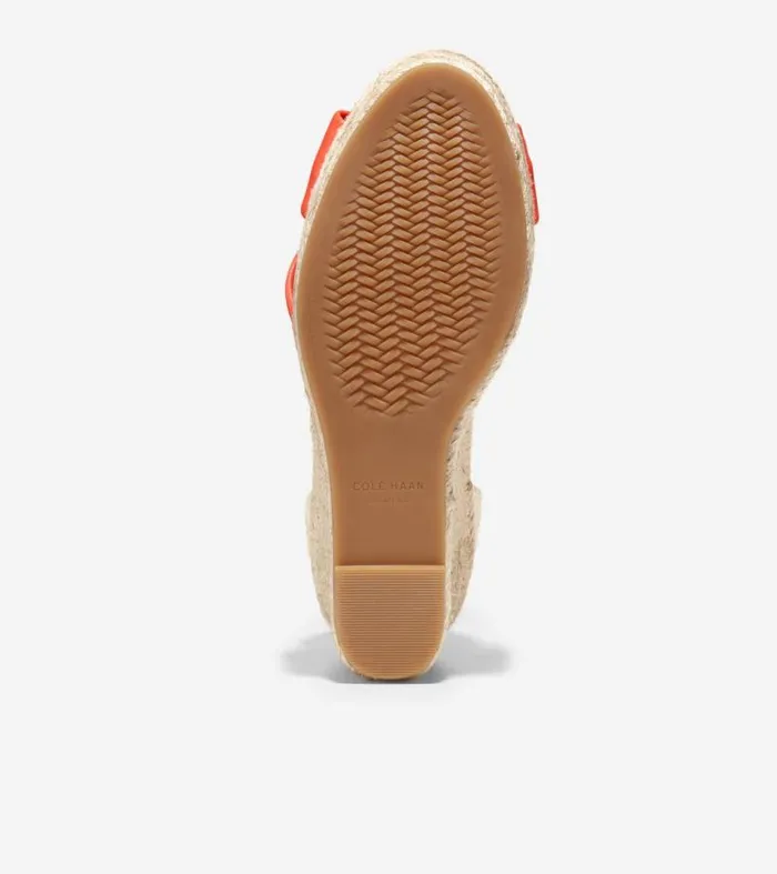 Women Espadrilles Cole Haan Cloudfeel Hampton Wedge Sandals Nasturtium Orangenatural Canvas