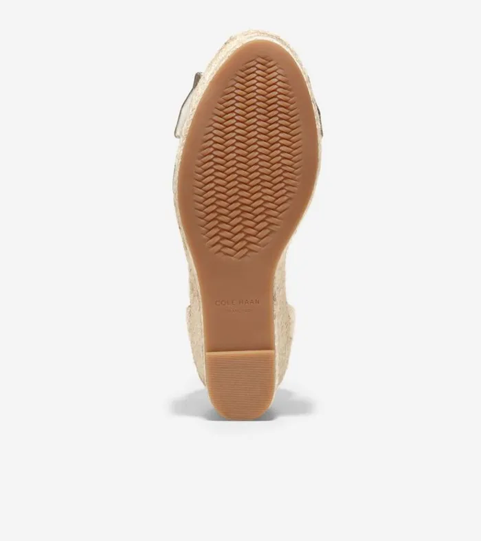 Women Espadrilles Cole Haan Cloudfeel Hampton Wedge Sandals Soft Goldnatural Canvas