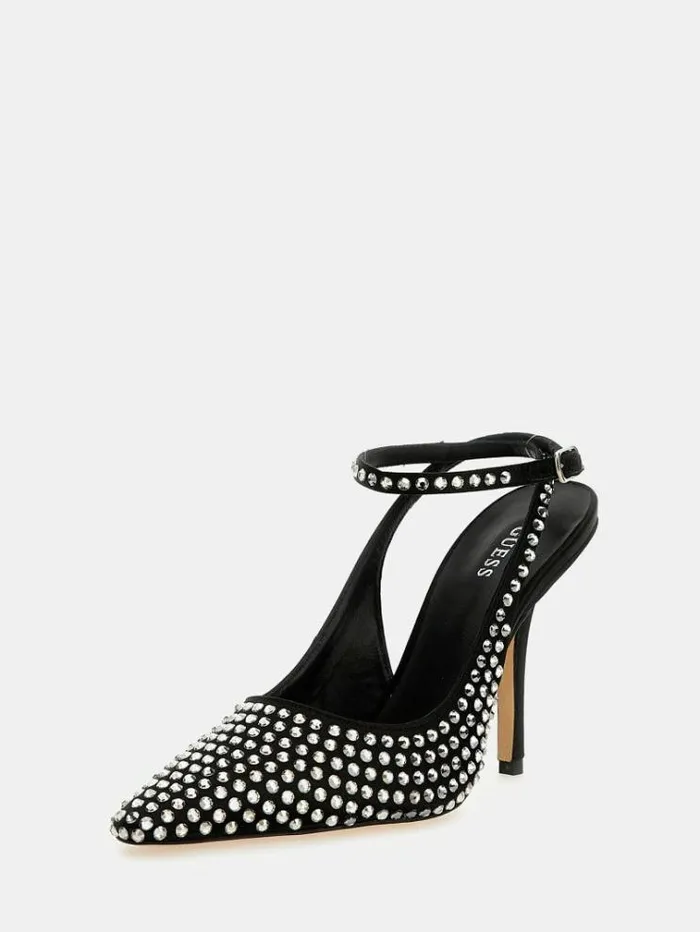 Women Estar Studded Sling Backs Black Guess Heels