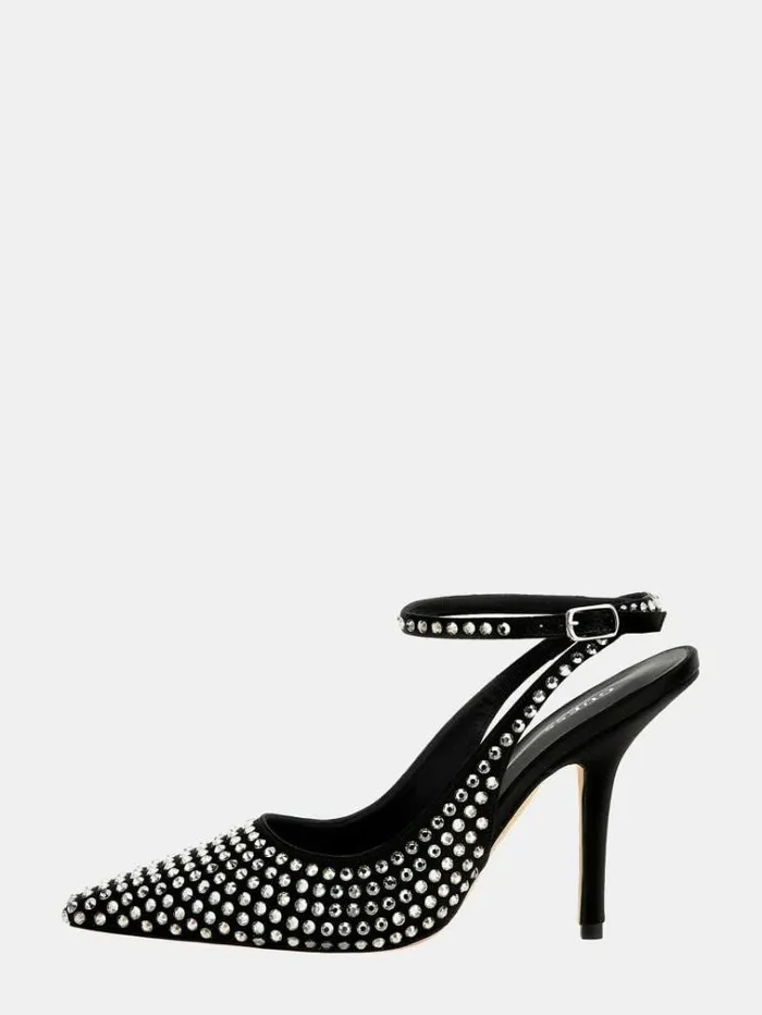 Women Estar Studded Sling Backs Black Guess Heels
