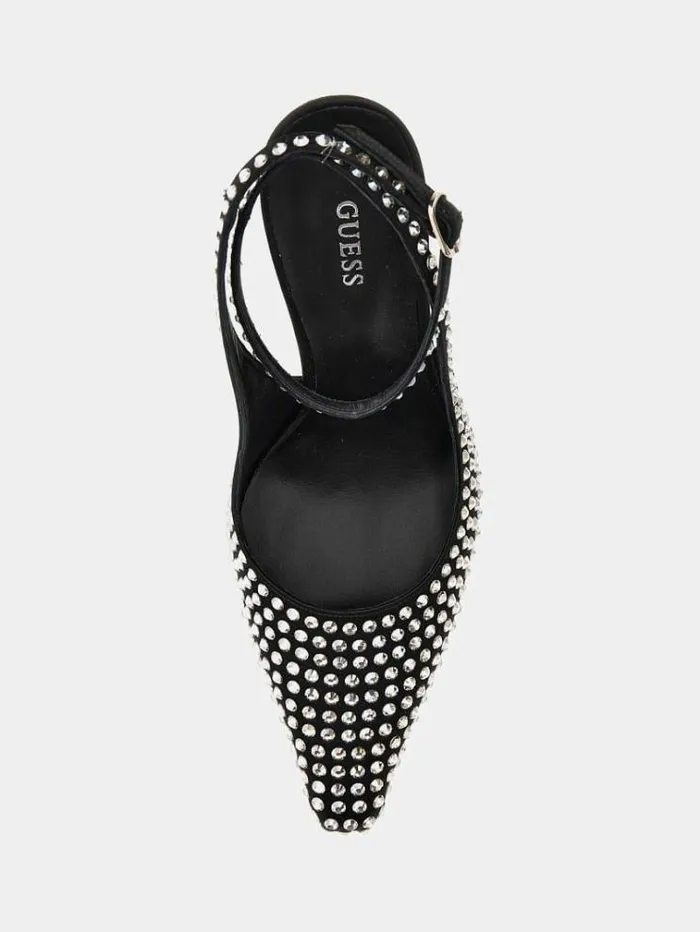 Women Estar Studded Sling Backs Black Guess Heels