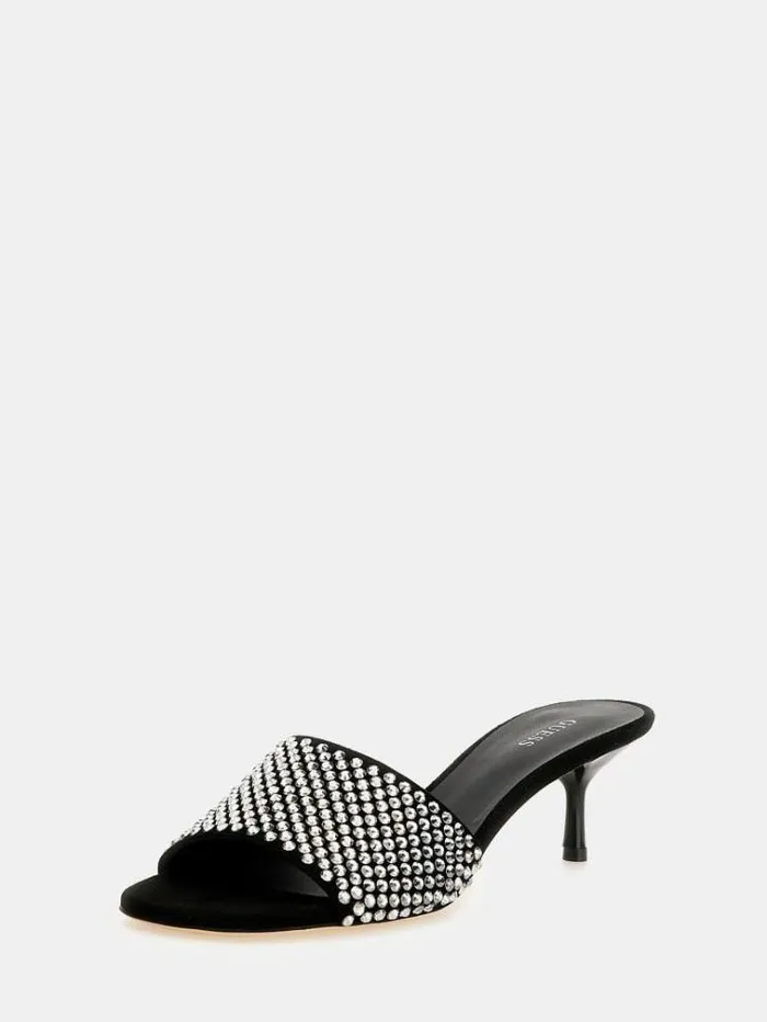 Women Eugy Studded Sandals Black Guess Heels