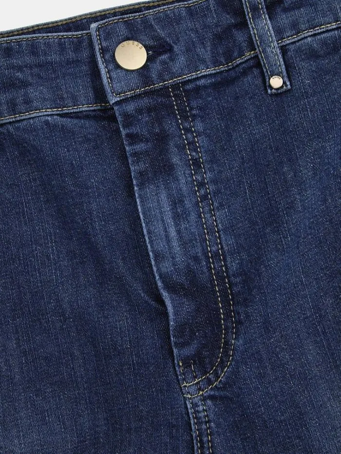 Women Exposed Buttons Flare Denim Pant Blue Guess Flared And Bootcut