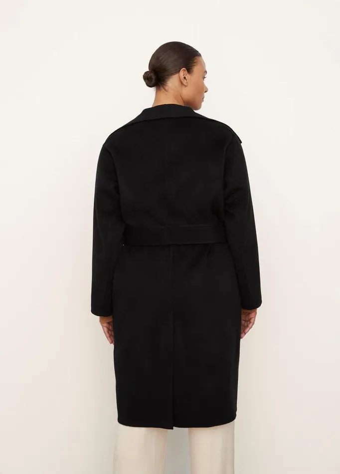 Women Extended Sizes Vince Belted DrapeNeck Coat Black