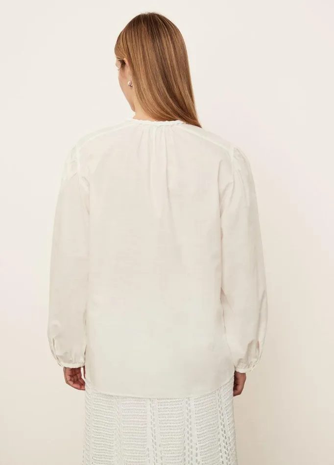 Women Extended Sizes Vince Braid Trim Band Collar Blouse Optic White