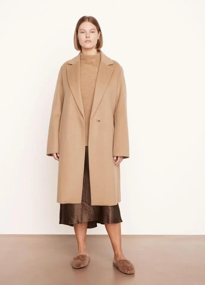 Women Extended Sizes Vince Classic Straight Coat Camello