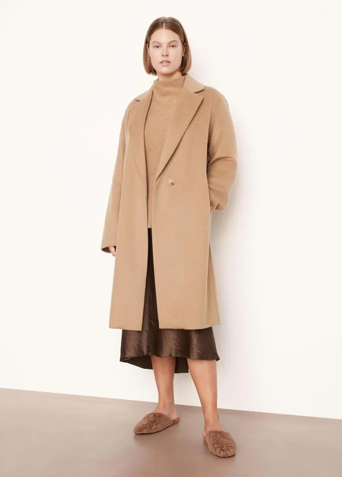 Women Extended Sizes Vince Classic Straight Coat Camello