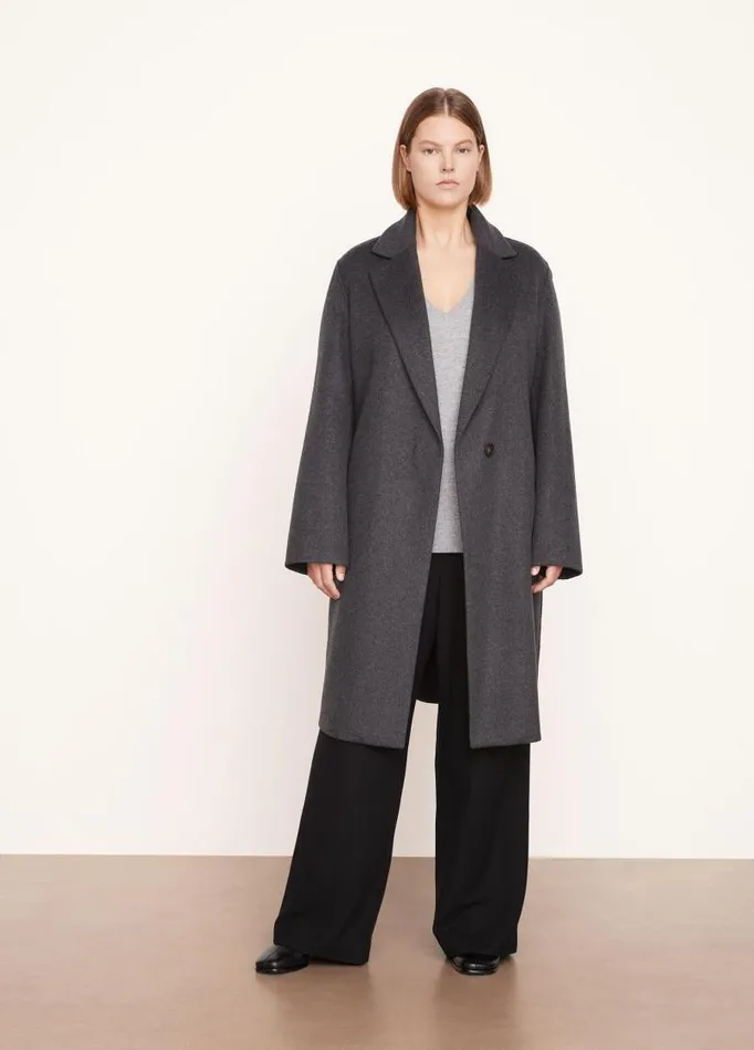 Women Extended Sizes Vince Classic Straight Coat Charcoal