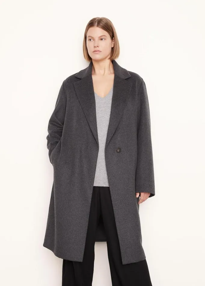 Women Extended Sizes Vince Classic Straight Coat Charcoal