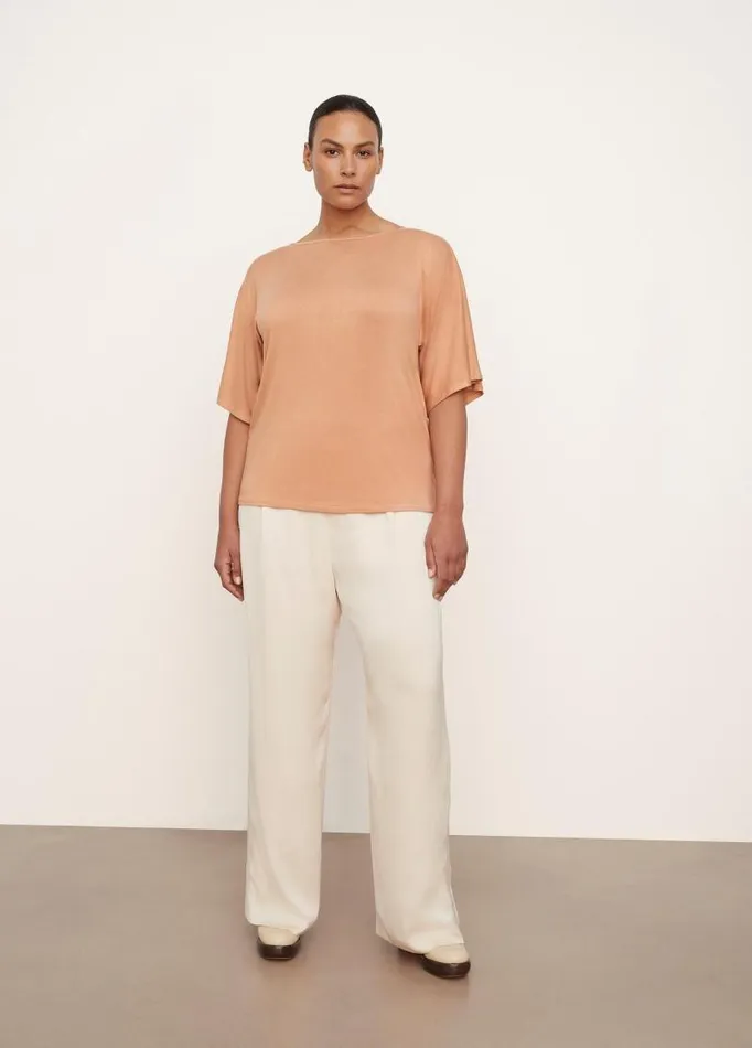 Women Extended Sizes Vince Draped Boat Neck TShirt Nectarine