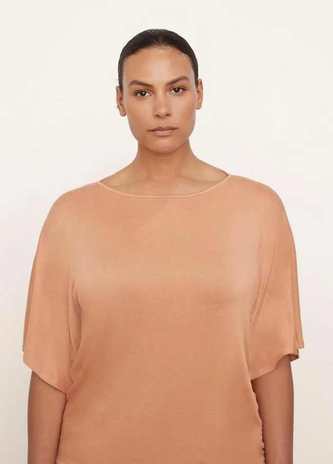 Women Extended Sizes Vince Draped Boat Neck TShirt Nectarine