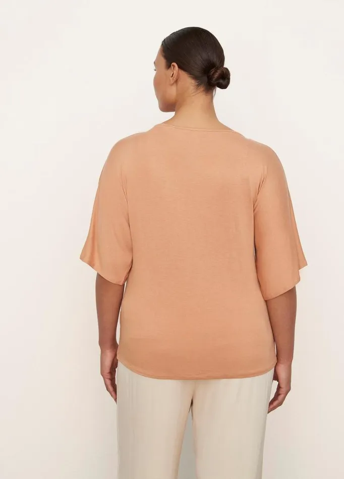 Women Extended Sizes Vince Draped Boat Neck TShirt Nectarine