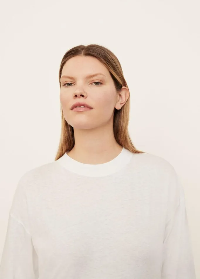 Women Extended Sizes Vince Drop Shoulder Pullover Optic White