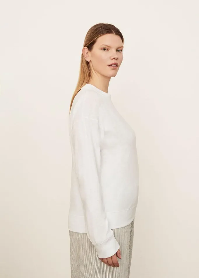 Women Extended Sizes Vince Drop Shoulder Pullover Optic White