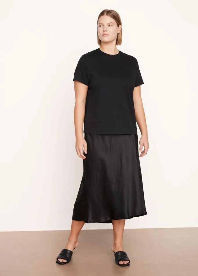 Women Extended Sizes Vince Essential Pima Cotton Crew Neck TShirt Black