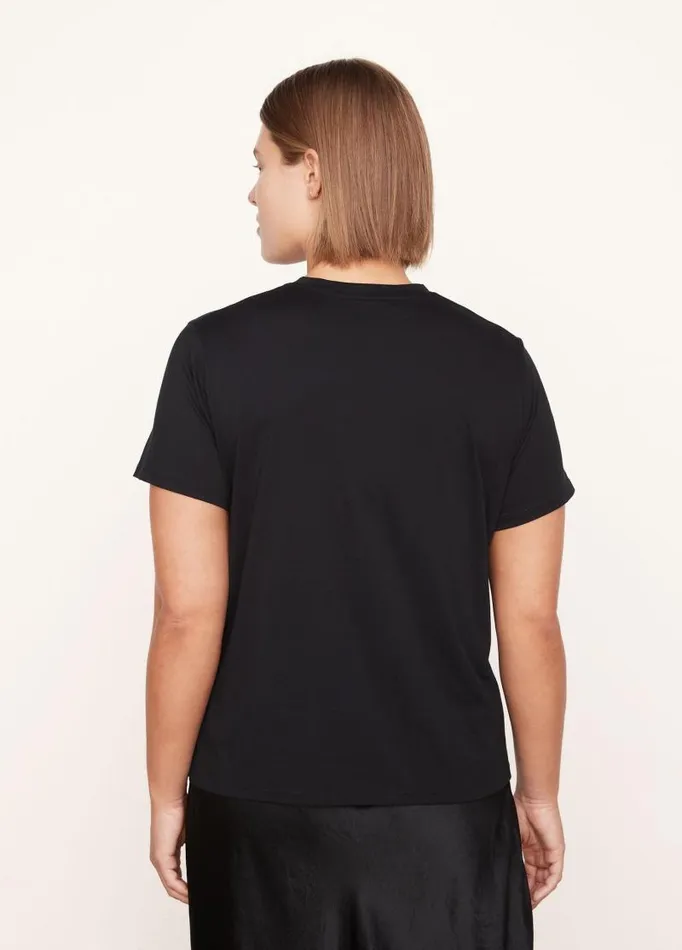Women Extended Sizes Vince Essential Pima Cotton Crew Neck TShirt Black