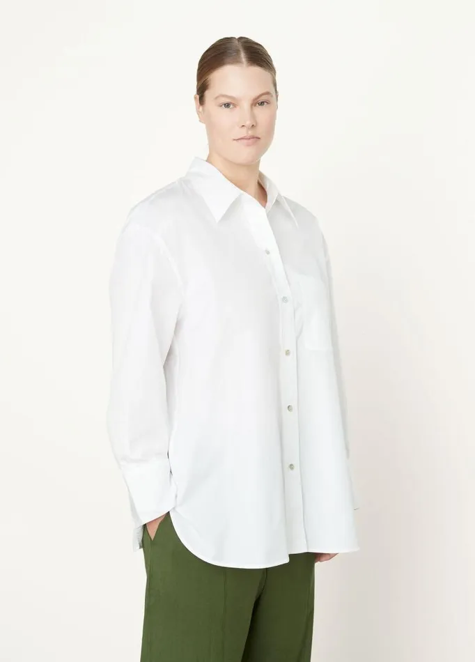 Women Extended Sizes Vince Oversized Long Sleeve Shirt Optic White