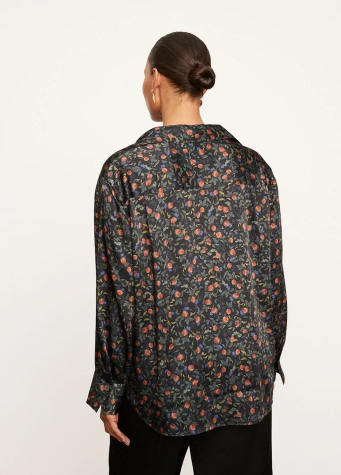 Women Extended Sizes Vince Pomegranate Relaxed Long Sleeve Blouse Black